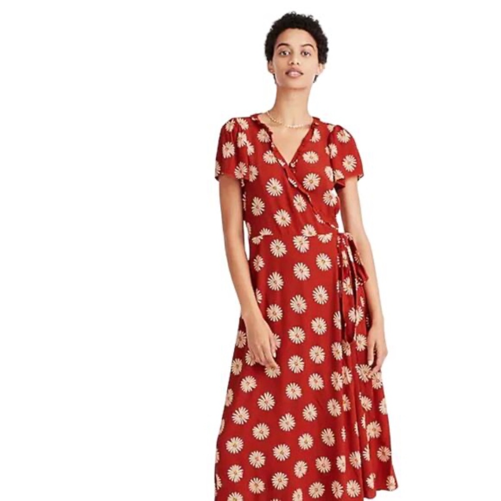 Madewell Ruffle-Edge Wrap Midi Dress